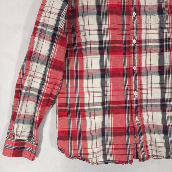 Brooks Brothers Shirt Mens L Red Black Plaid Linen Blend Long Sleeve Button Down - Picture 3 of 11